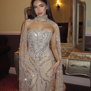 Elegant Silver Evening Gown